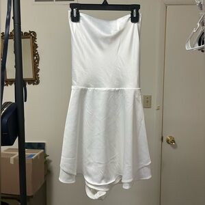 White Satin Midi Romper Dress